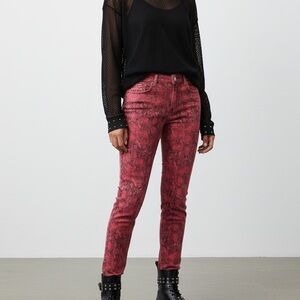 Hot Kiss Skinny Lily Red Snakeskin Print Skinny Jeans NWT | Y2K Size 11